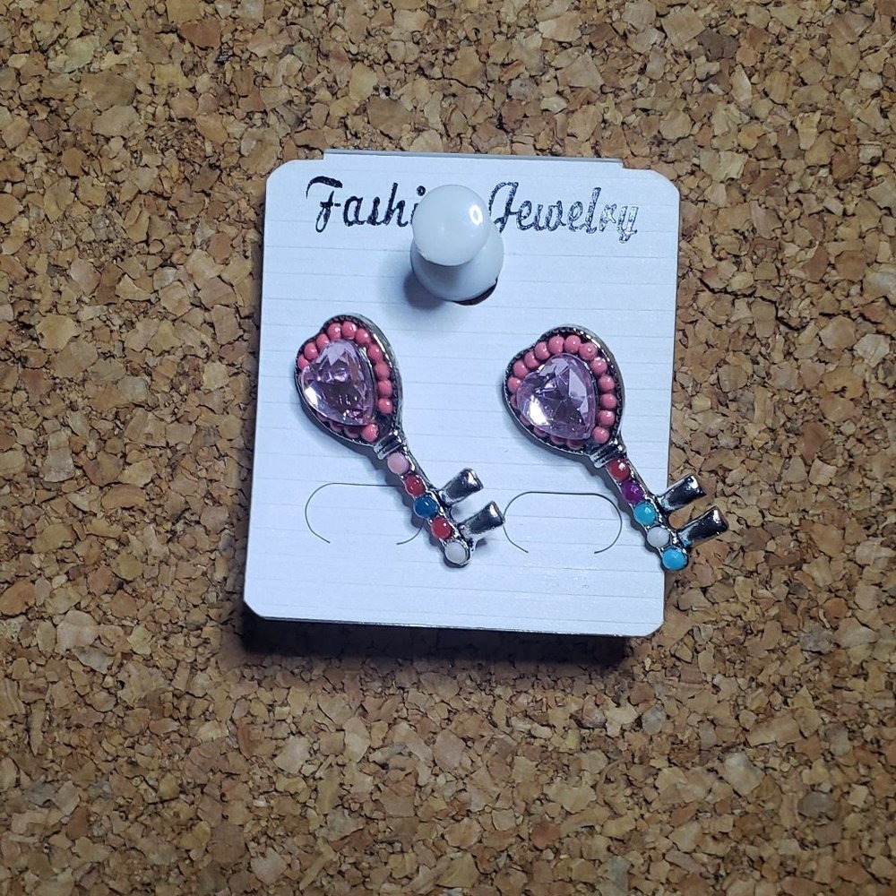 Pink and Purple Key to My Heart Earrings